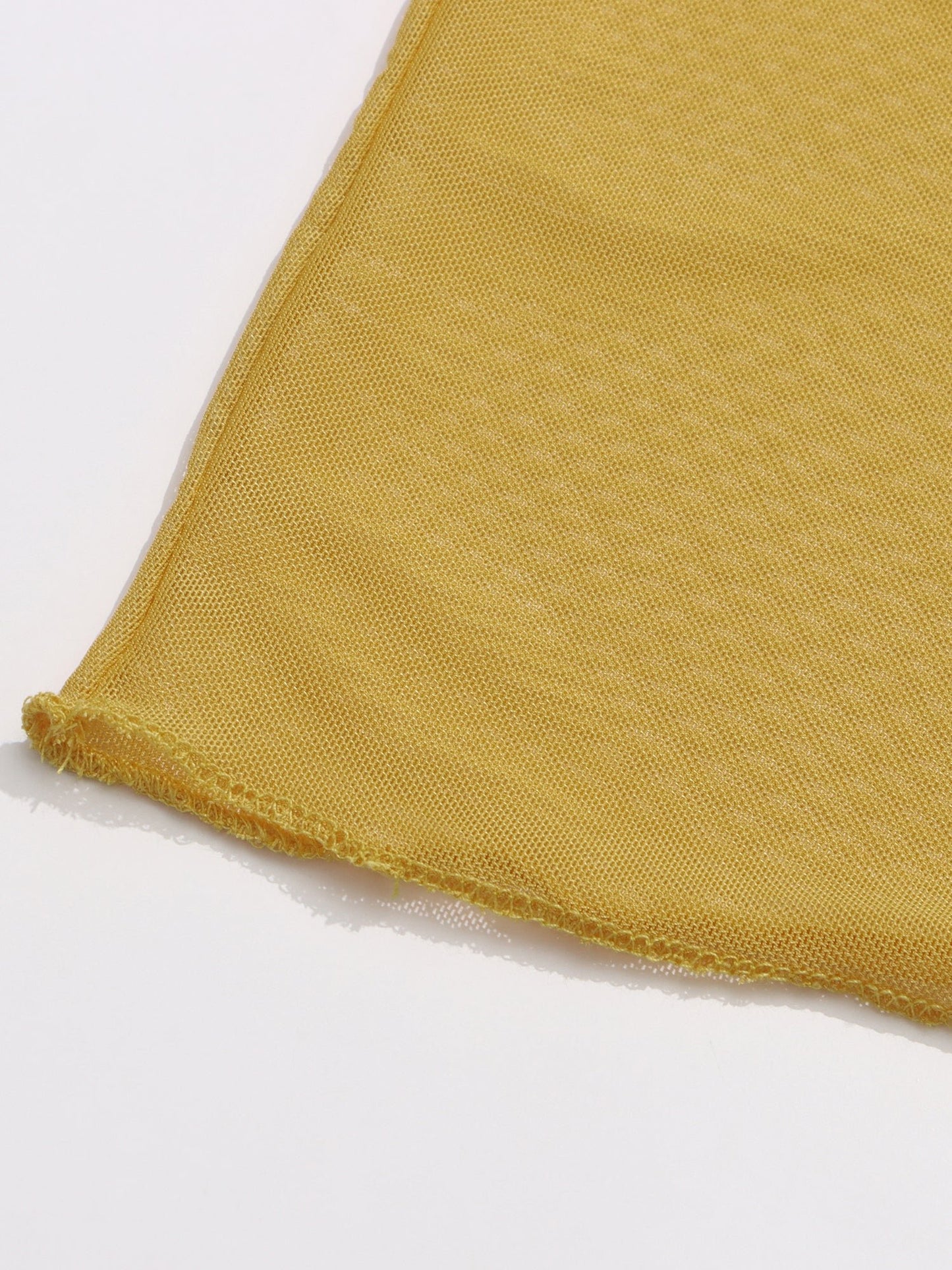 Yellow Ruched Mesh Midi Skirt with Knot & Draped Details - SISPELL