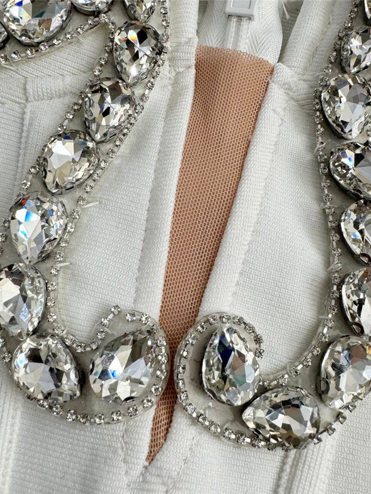 Patchwork Diamonds V-neck Short Dress