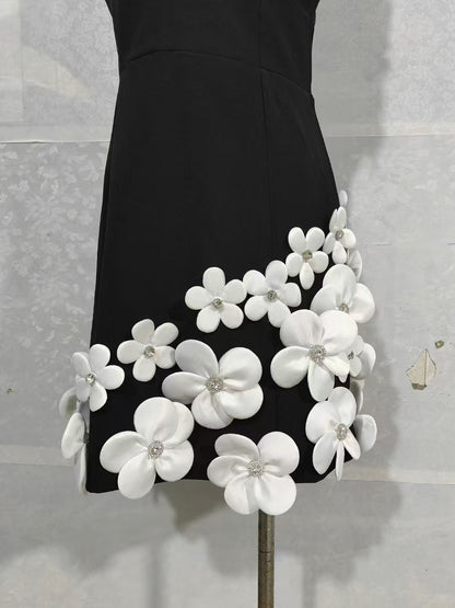 Deep V-neck Patchwork Short Dress