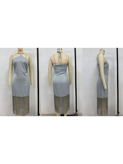 Elegant Solid Backless Long Dress
