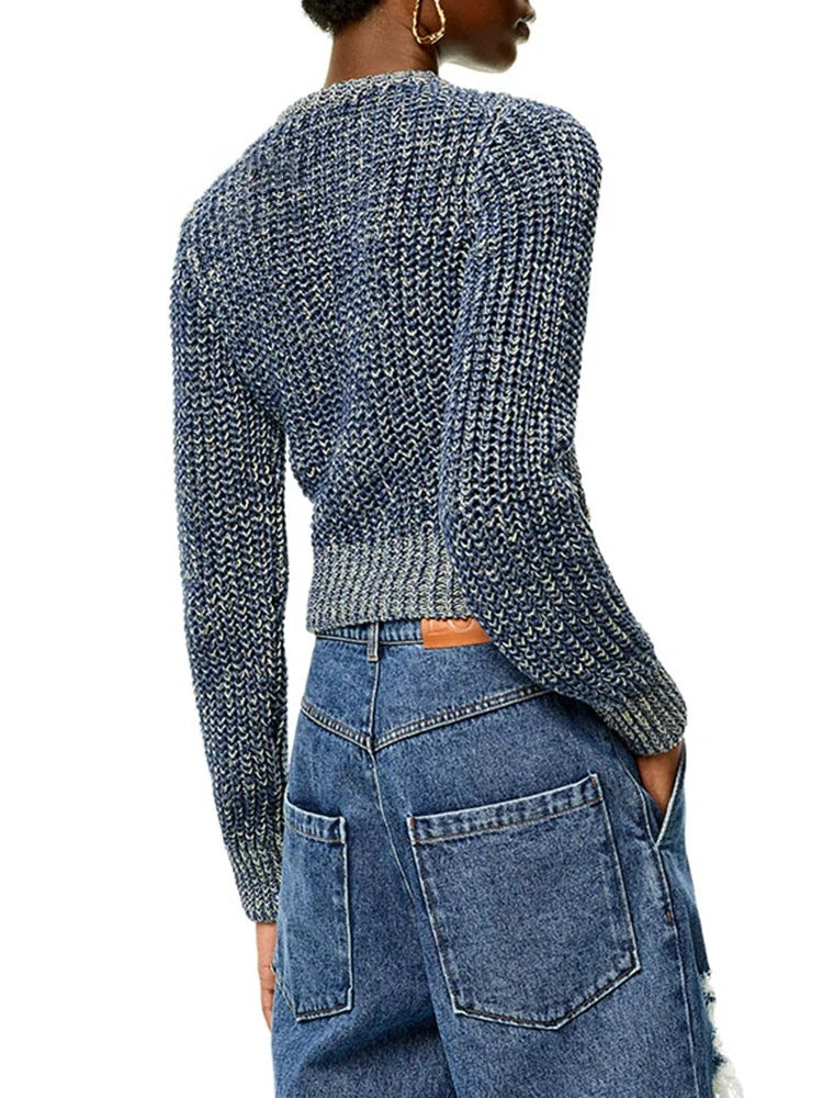 Patchwork chains Casual knitting Sweater