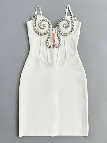 Patchwork Diamonds V-neck Short Dress
