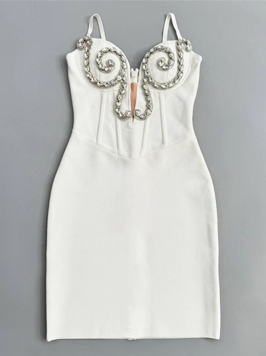 Patchwork Diamonds V-neck Short Dress