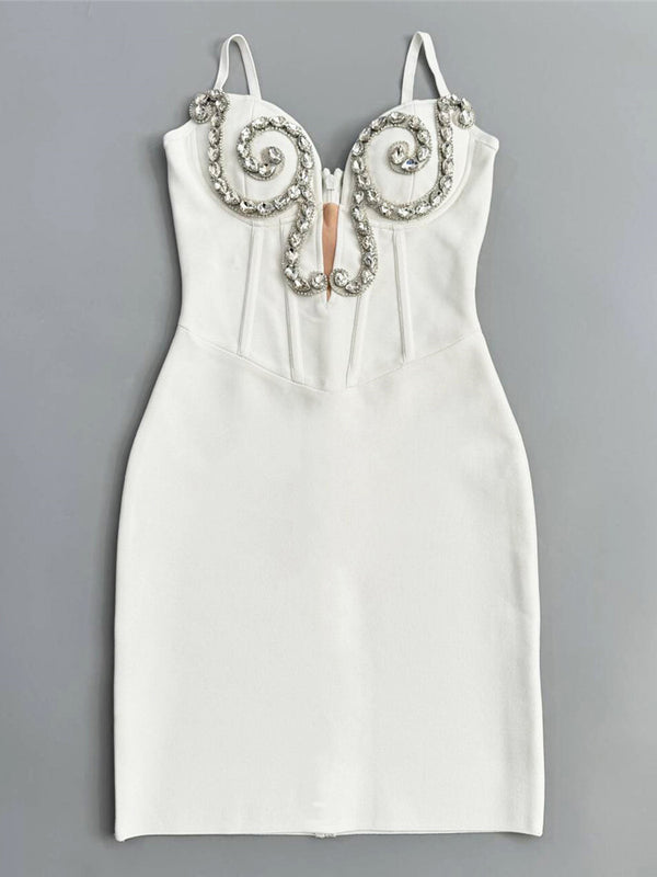 Patchwork Diamonds V-neck Short Dress