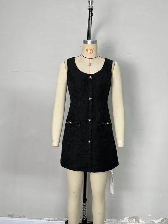 Elegant Solid Sleeveless Short Dress