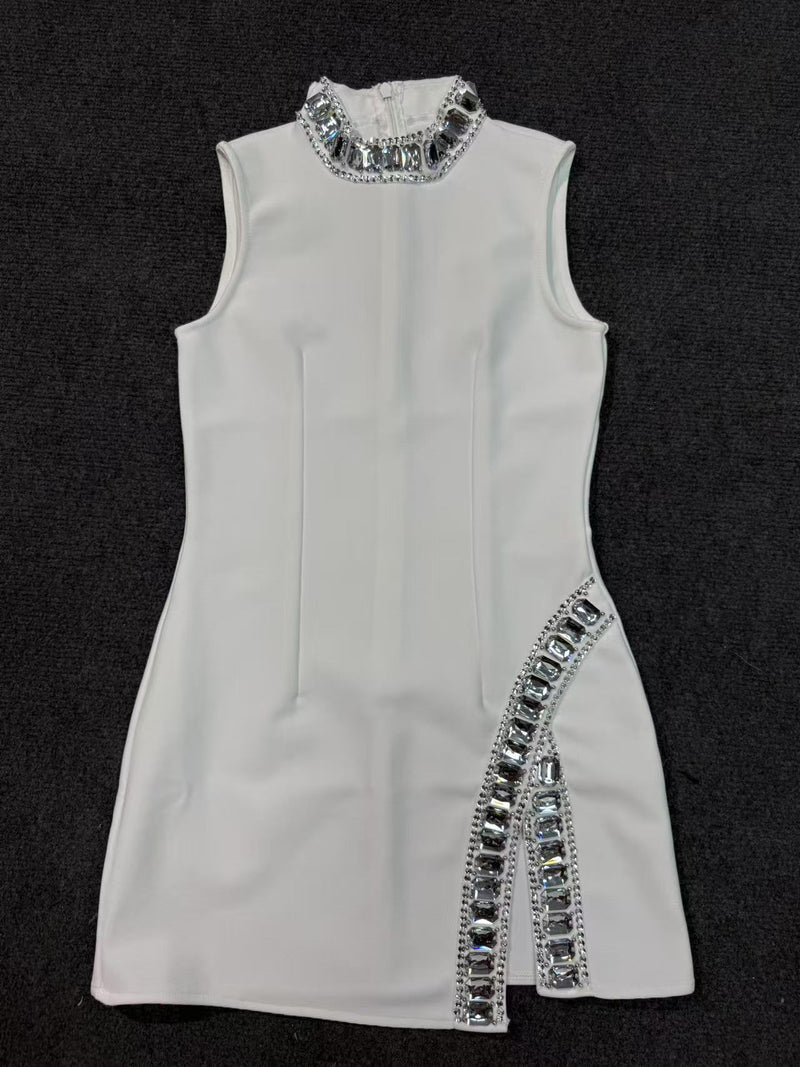 Patchwork Diamonds Sleeveless Short Dress