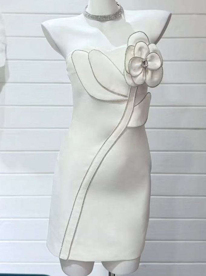 Off Shoulder Solid Short Dress