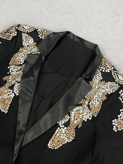 V-neck Patchwork Diamonds Two Piece Set