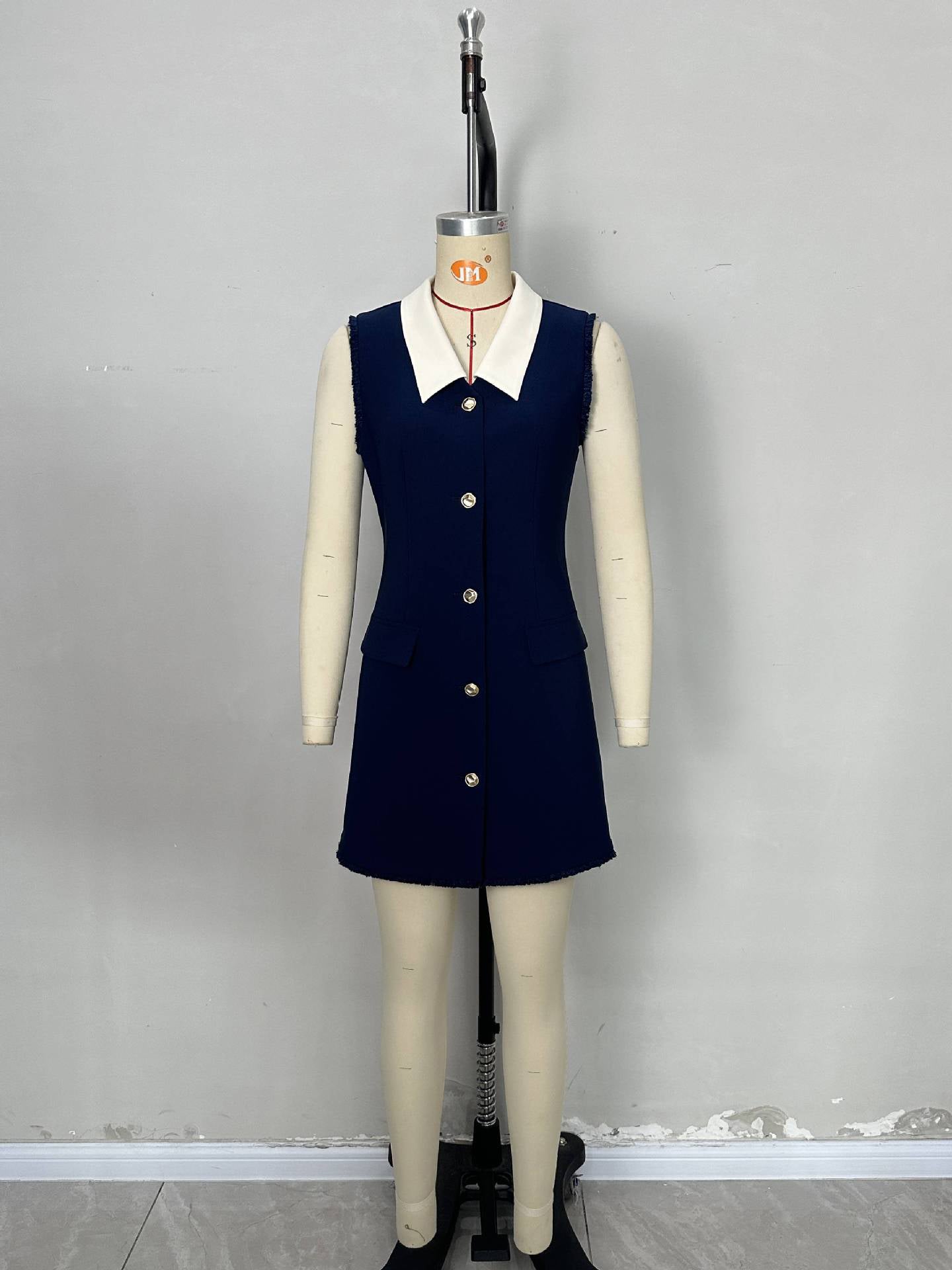 Hit Color Sleeveless Short Dress