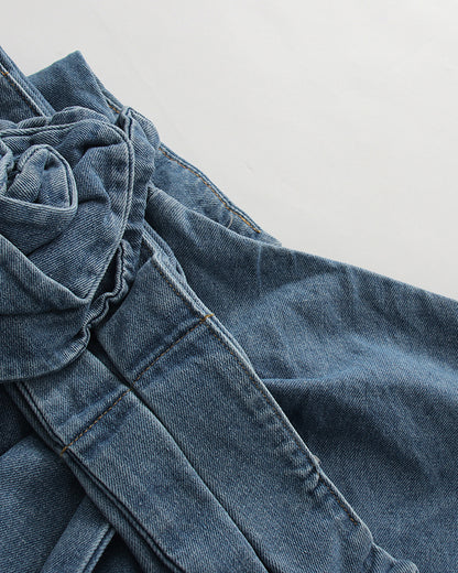 Applique Denim Mini Skirt