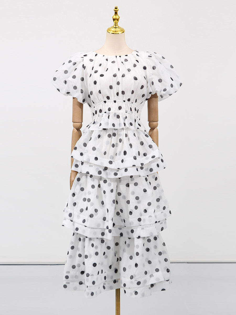 Patchwork Ruffles Wave Point Two Piece Set