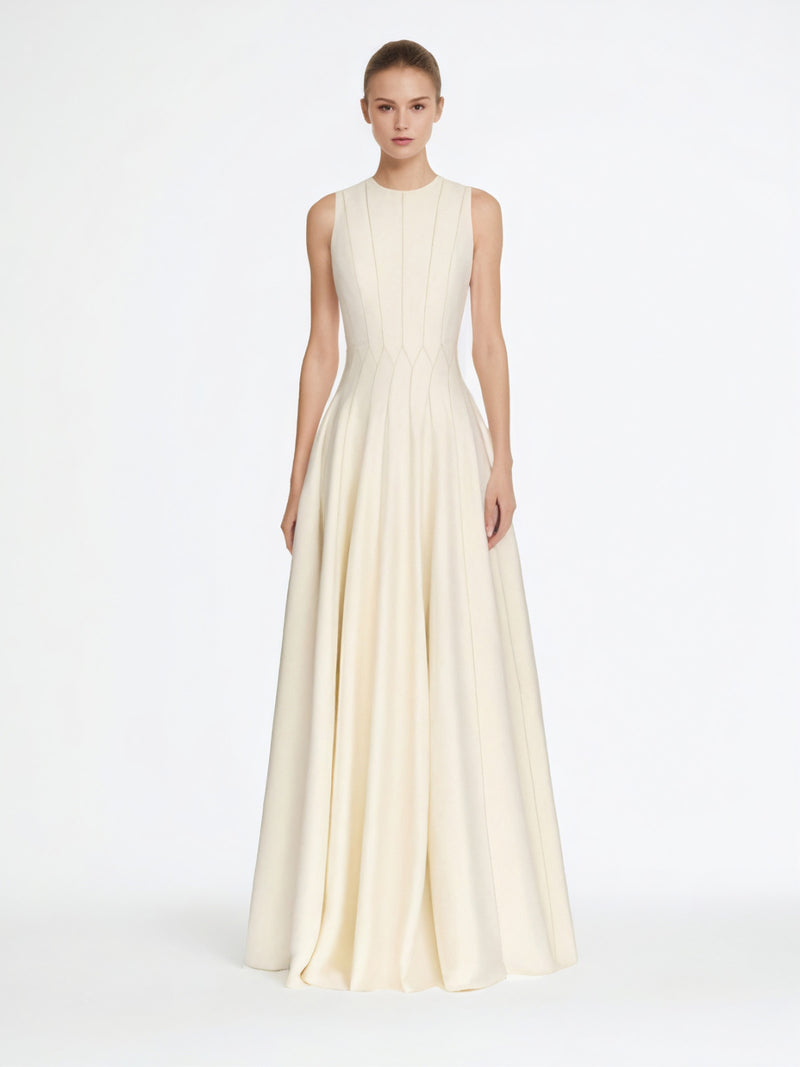 Elegant Minimalist Pleated Sleeveless Maxi Dress