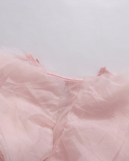 Pink Ruffle Layered Chiffon Maxi Dress