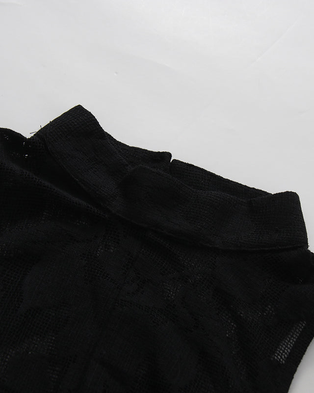 Black Lace Sleeveless Asymmetric Maxi Dress