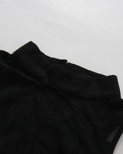 Black Lace Sleeveless Asymmetric Maxi Dress