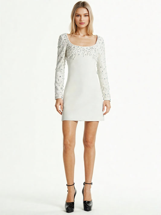 Patchwork Diamonds Sequins Embroidered Flares Dress