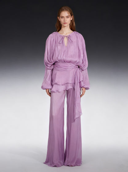 Chic Lavender Tie - Neck Wrap Mini Dress