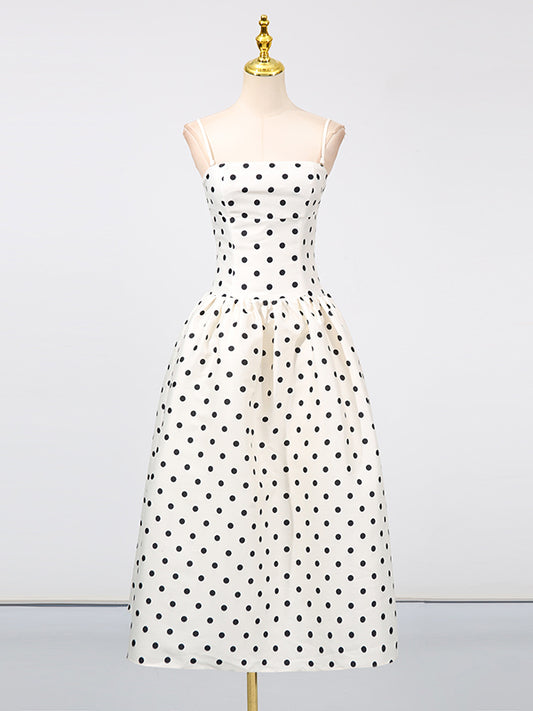 Off Shoulder Wave Point Long Dress