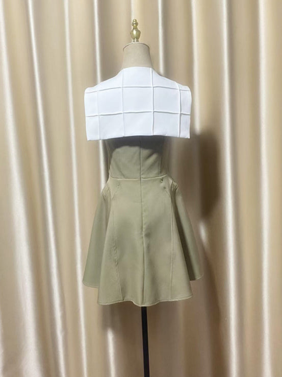 Hit Color Sleeveless Short Dress