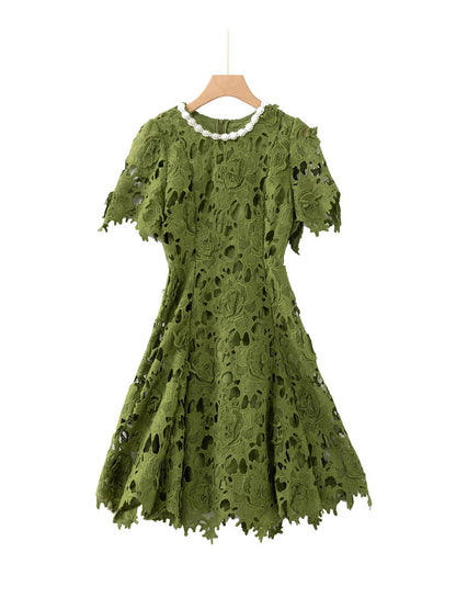 Lace Patchwork Diamonds Short Dress