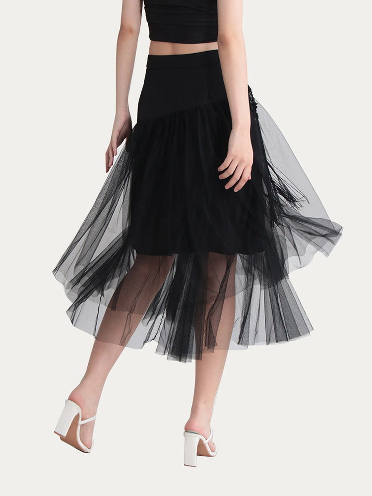 A-LINE MESH SKIRT