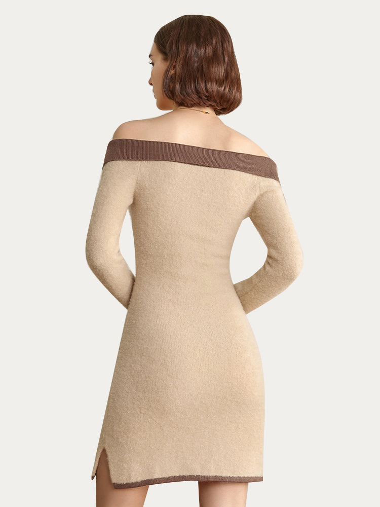 Flat Shoulder Bag Buttocks Knit Dress