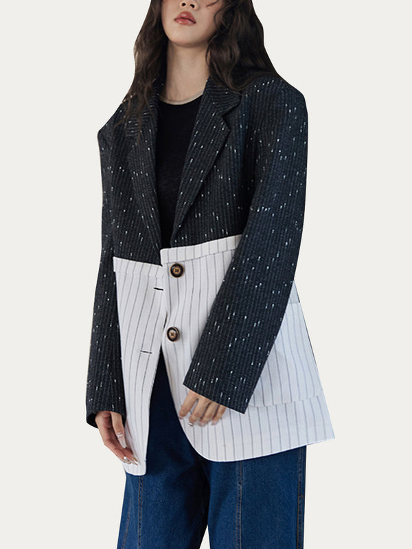 Contrast Striped Commuting Style Blazer