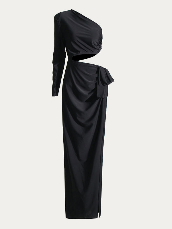 Single Shoulder Hollow Waist Dress