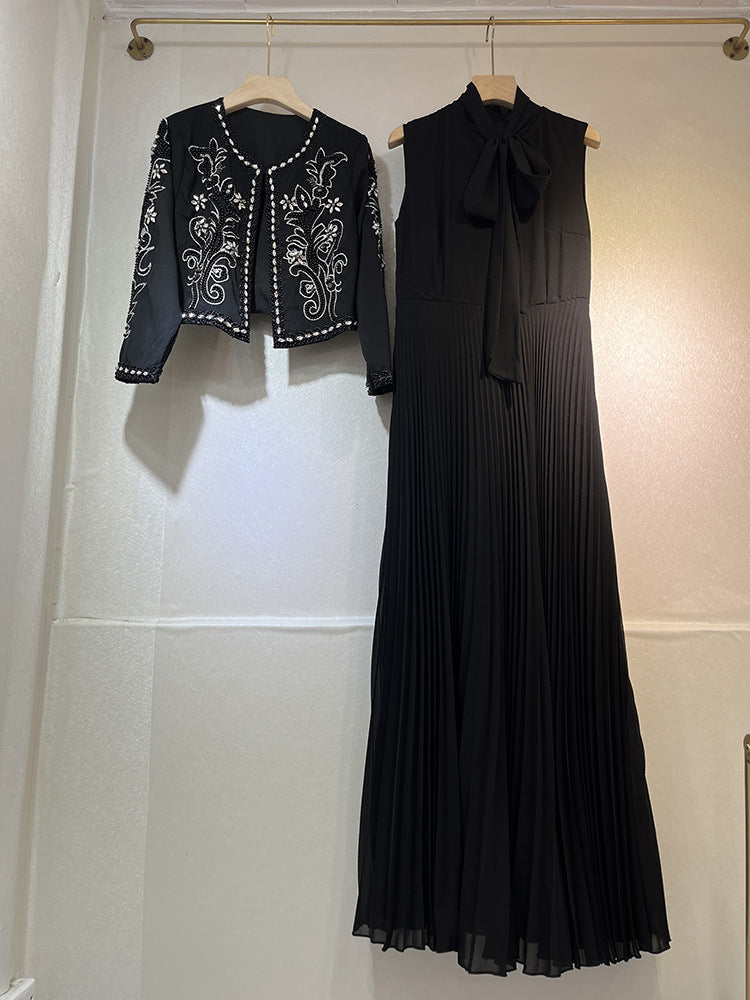 Temperament Patchwork Pearls Two Piece Set