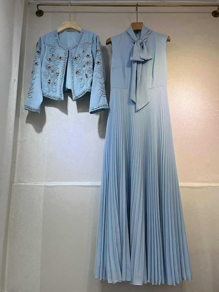 Temperament Patchwork Pearls Two Piece Set