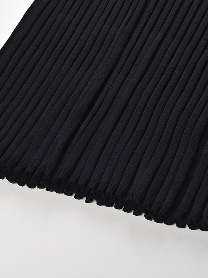 Pleated Solid Lapel Short Dress