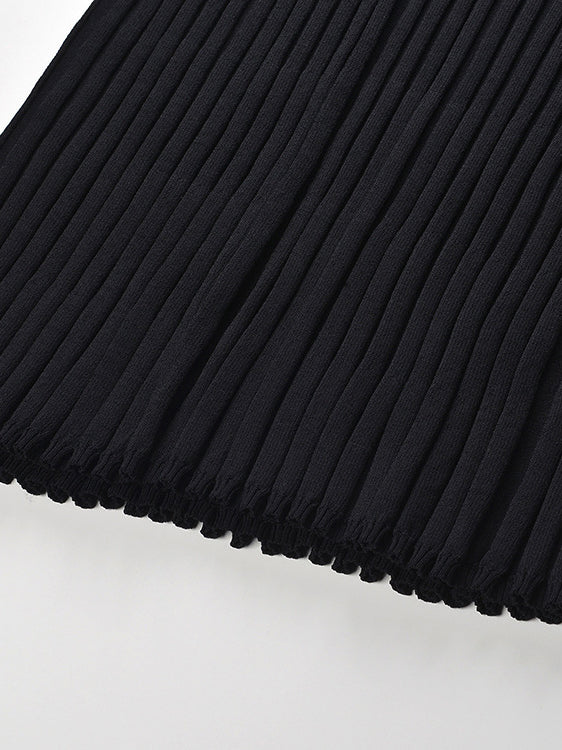 Pleated Solid Lapel Short Dress