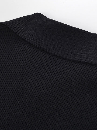 Pleated Solid Lapel Short Dress