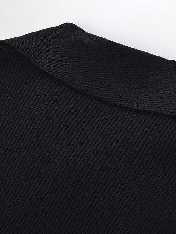 Pleated Solid Lapel Short Dress