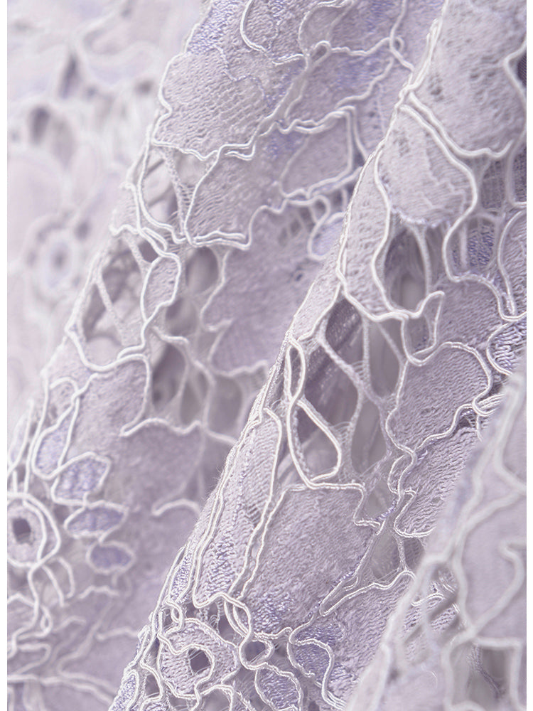 Flower Lace Patchwork Pearls Short Dress