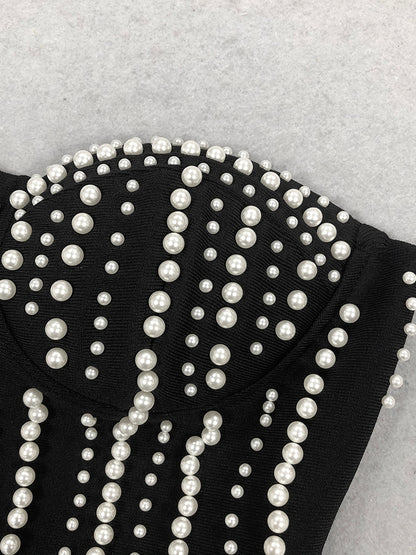 Patchwork Pearls Off Shoulder Jumpsuits