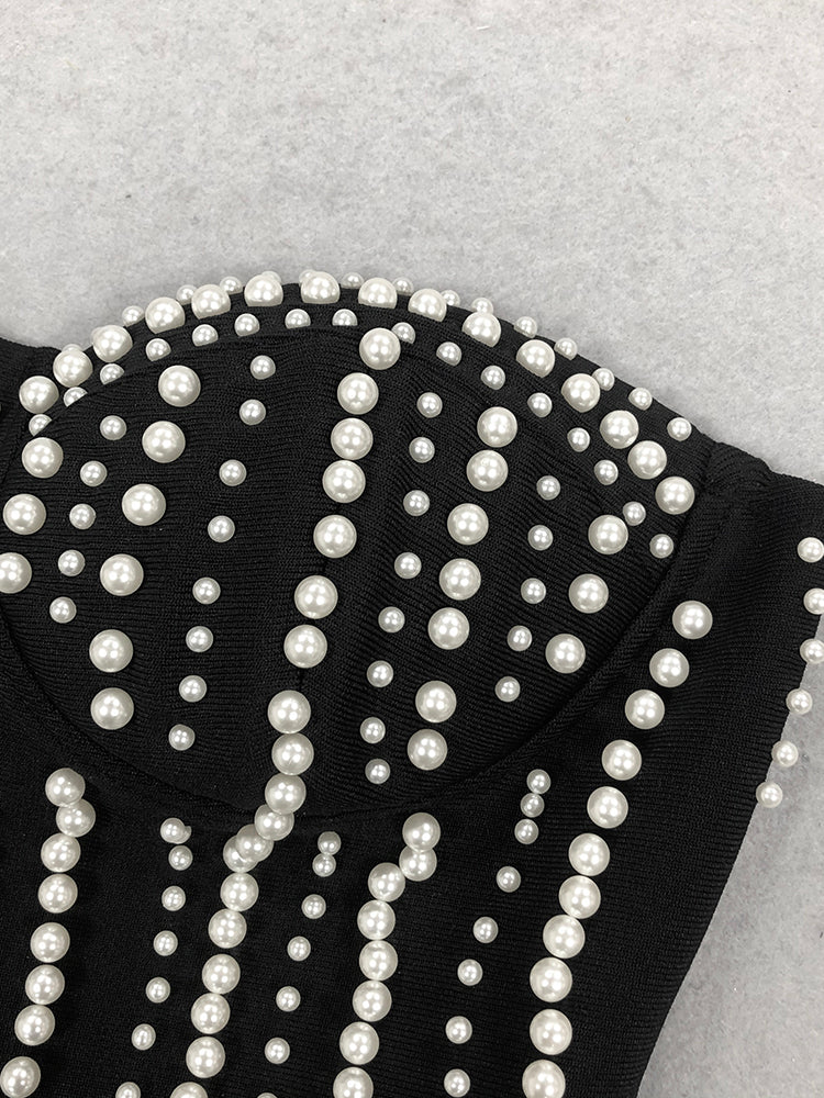 Patchwork Pearls Off Shoulder Jumpsuits