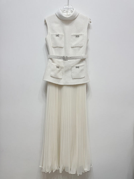 Elegant Solid Sleeveless Midi Dress