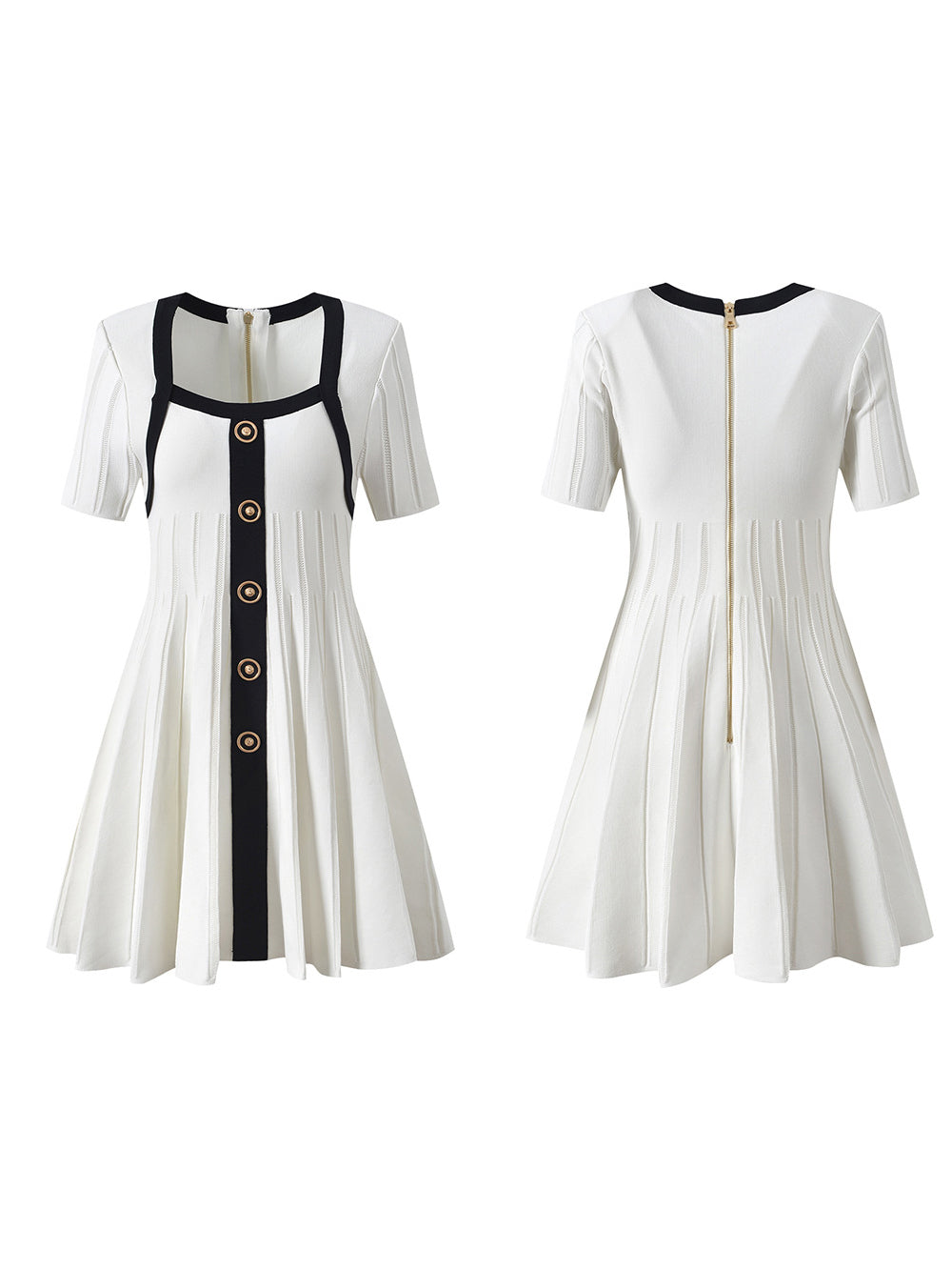 Knit Square Collar Short Dress