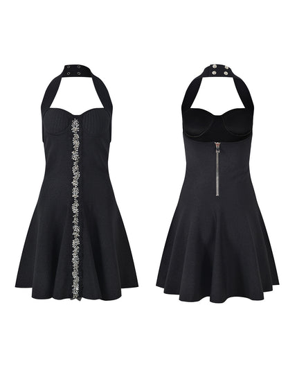 Knit Patchwork Diamonds Short Dress