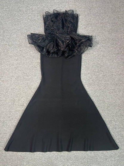 Off Shoulder Mesh Long Dress