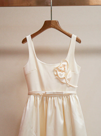 Solid Patchwork Flower Midi Dress