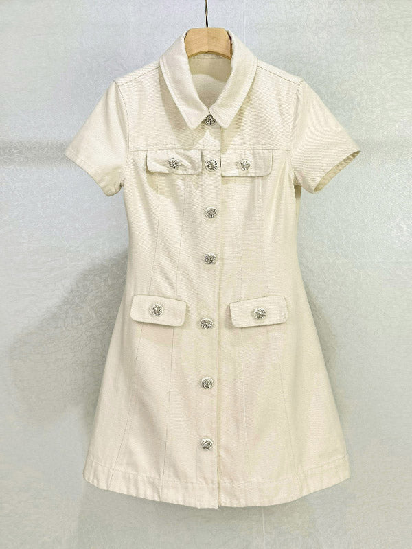 Patchwork Diamonds Solid Short Dress