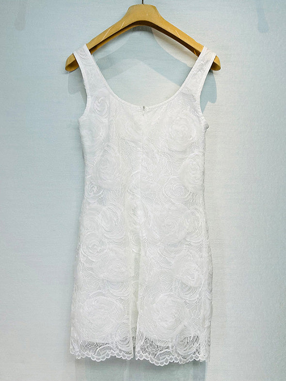Square Collar Patchwork Diamonds Short Dress