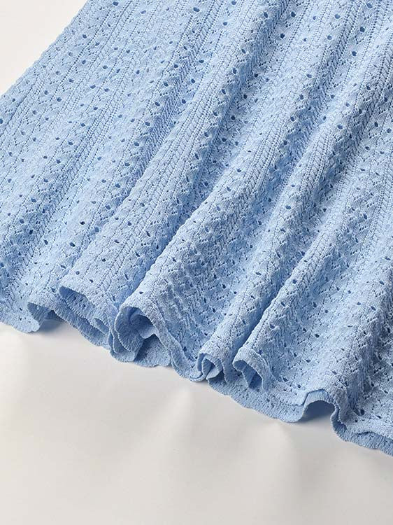 V-neck Solid Knitting Short Dress