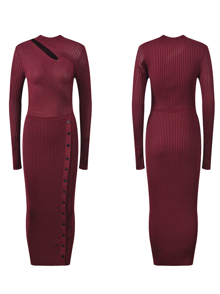Side Split Hollow Out Midi Dress