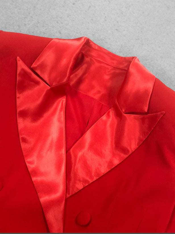 Elegant Solid V-neck Patchwork Jacket