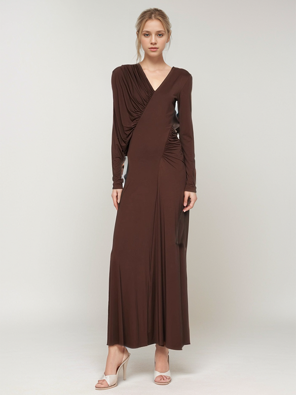 Asymmetrical Folds Maxi Dress