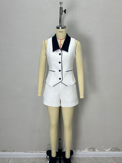 Hit Color Sleeveless Two Piece Set