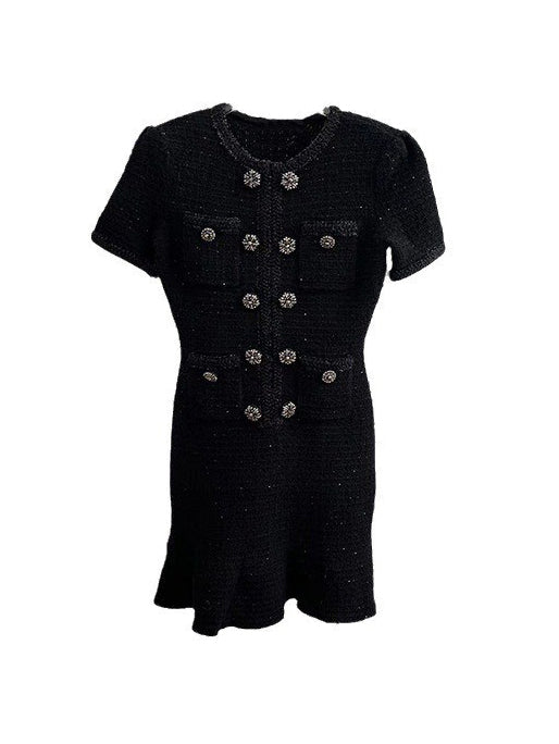 Elegant Solid Patchwork Short Dress